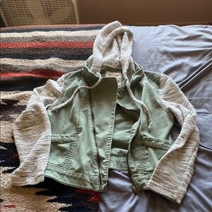 Bomber Green Jacket with Gray Sleeves